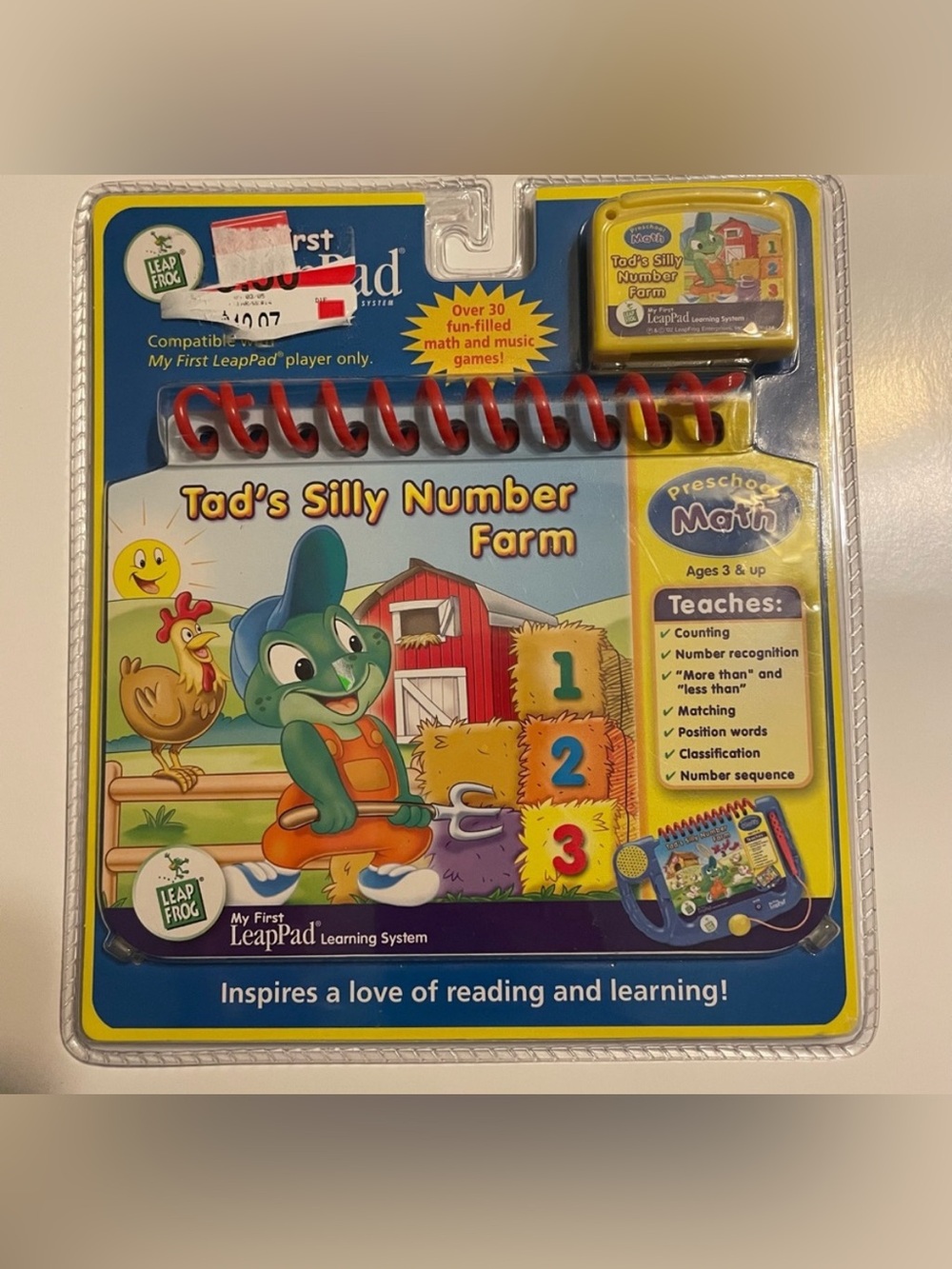 VTG PRESCHOOL MATH Tad’s Silly Number Farm My First Leap Pad Book Cartridge Set